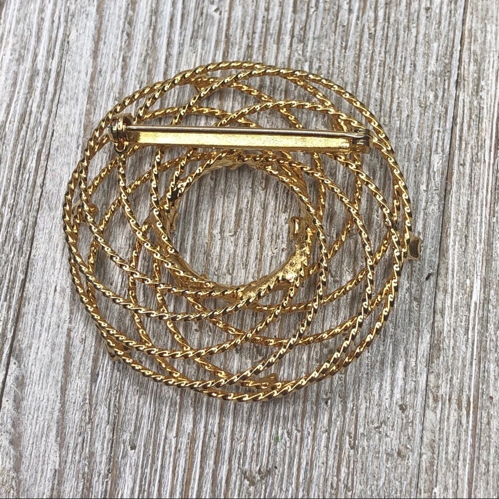 Vintage Circle Pin Overlapping Rope Rhinestone - Picture 7 of 10
